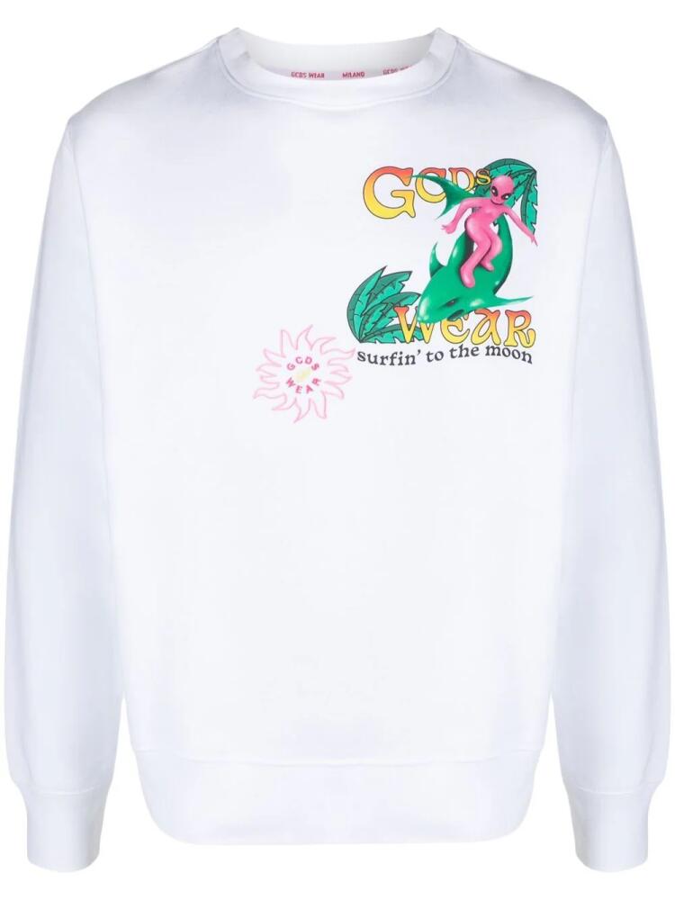 GCDS graphic-print crew-neck sweatshirt - White Cover