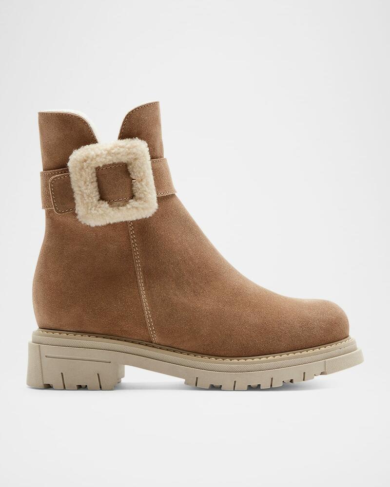 La Canadienne Dax Suede Shearling Buckle Booties Cover