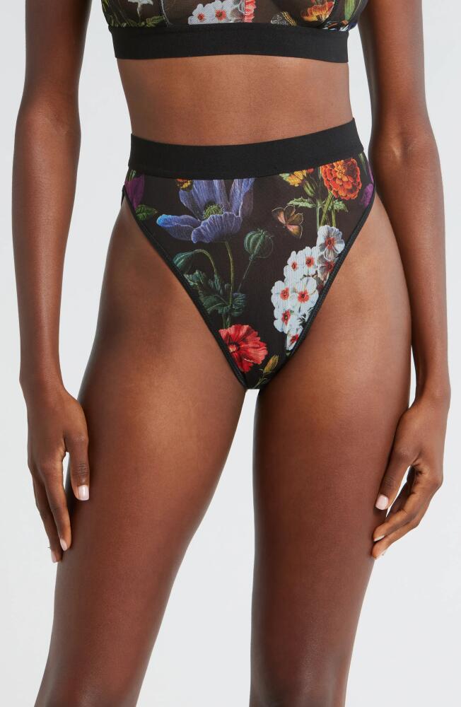 KILO BRAVA Floral High Cut Mesh Briefs in Botanical Garden Cover