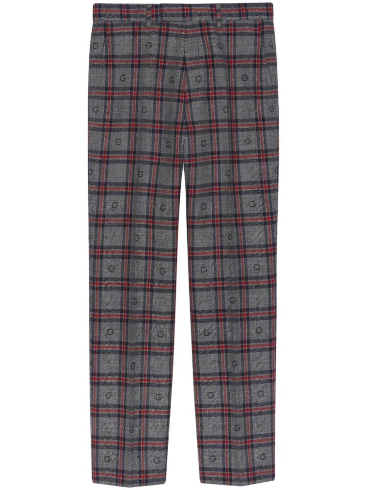 Gucci check-pattern wool tapered trousers - Grey Cover