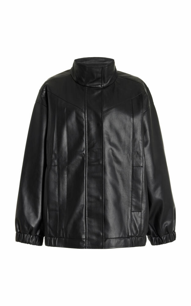 THE GARMENT - Brooklyn Recycled Leather Bomber Jacket - Black Cover