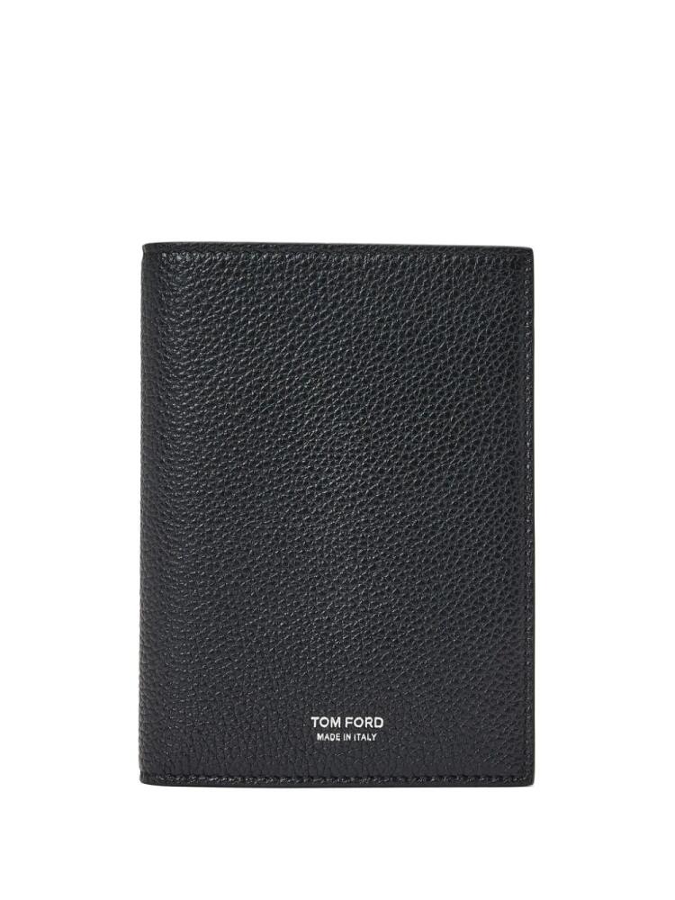 TOM FORD logo-lettering bi-fold leather cardholder - Black Cover