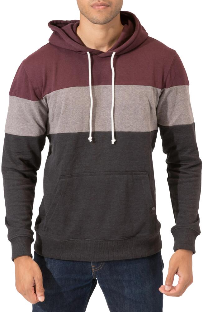 Threads 4 Thought Romero Colorblock Linen Blend Hoodie in Maroon Rust /Carbon Cover