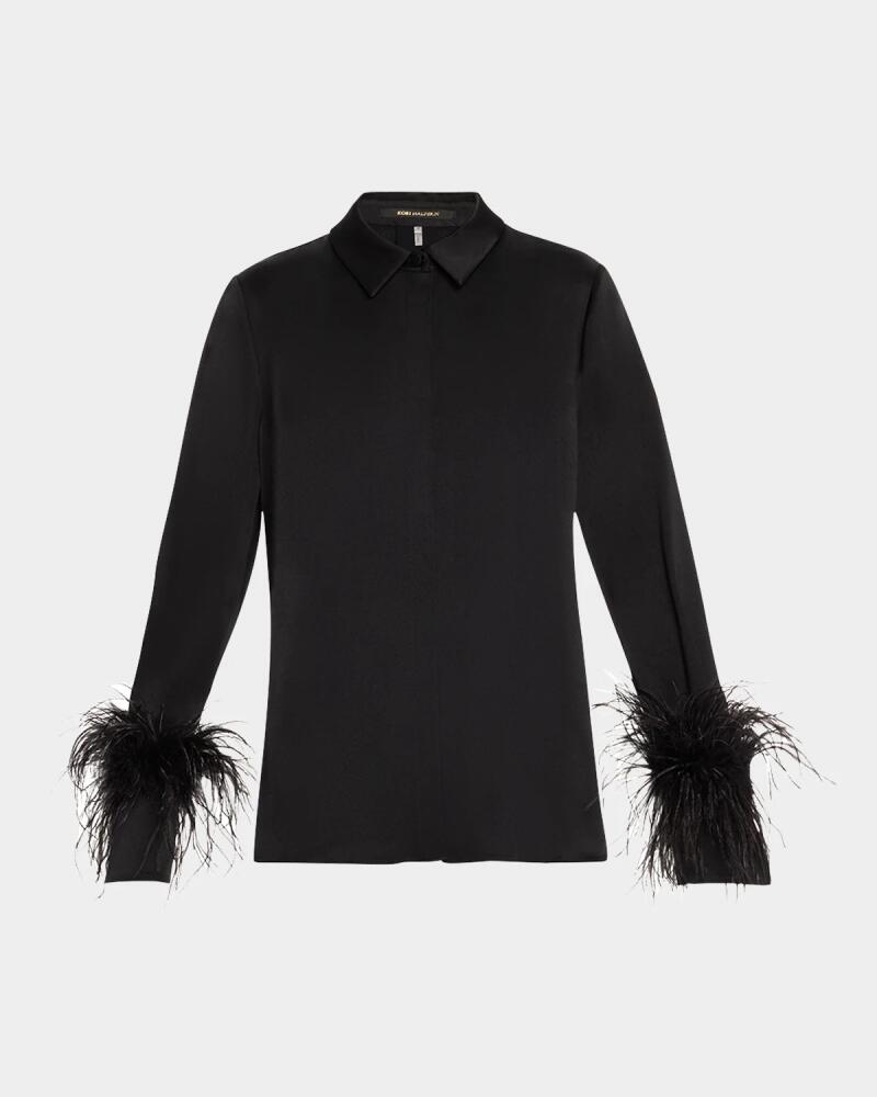 Kobi Halperin Murphy Feather-Trim Collared Blouse Cover