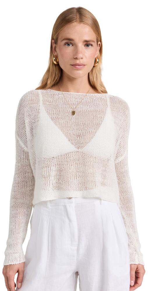 Enza Costa Linen Open Knit Bateau Sweater White Cover