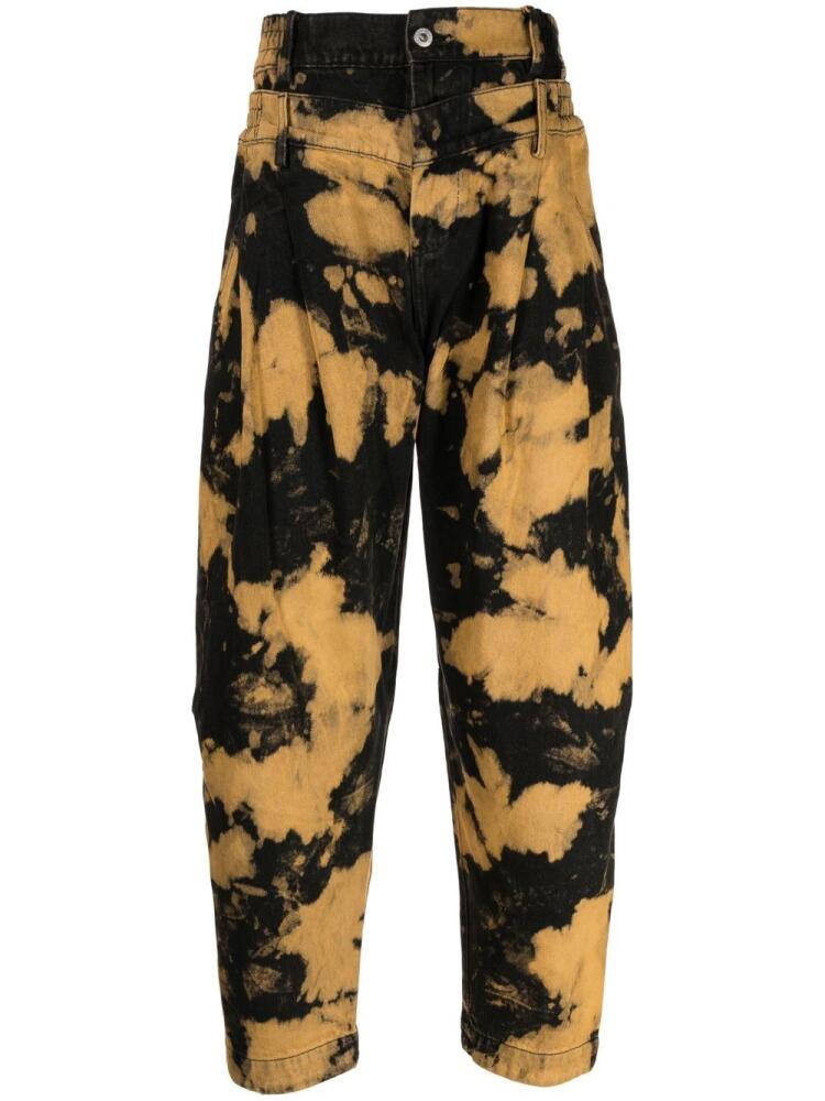 Feng Chen Wang tie-dye double-waist tapered trousers - Black Cover