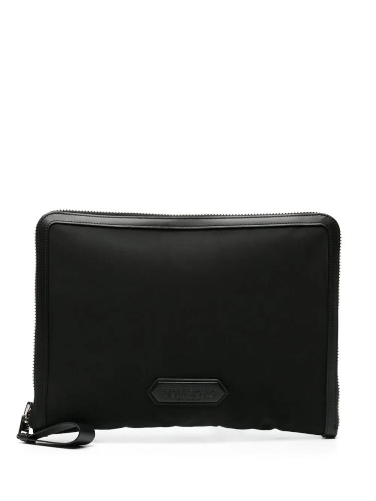 TOM FORD logo-patch laptop bag - Black Cover