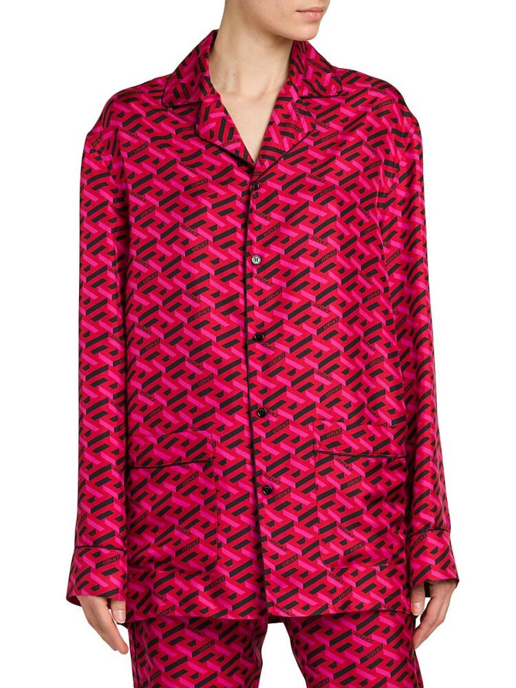 Versace Women's Silk Twill Pajama Top - Parade Red Cover