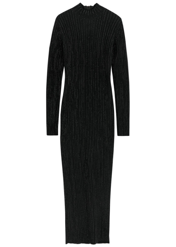 David Koma Crystal-embellished Ribbed Cotton Maxi Dress - Black Cover