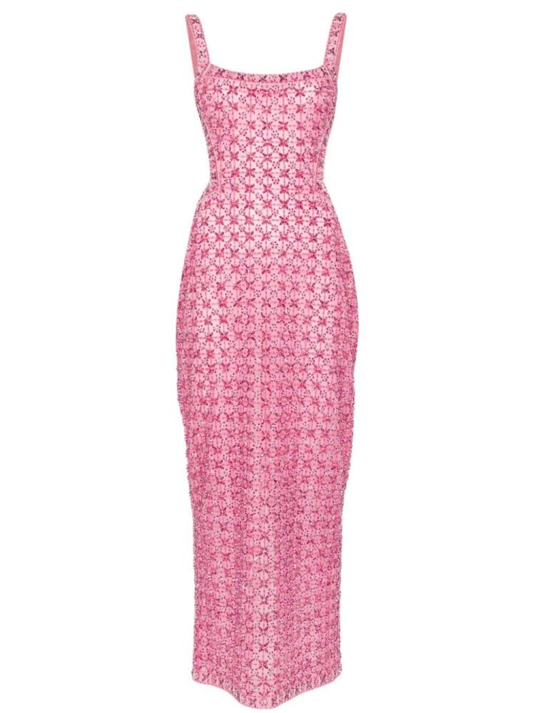 Dina Melwani crystal-embellished mesh dress - Pink Cover