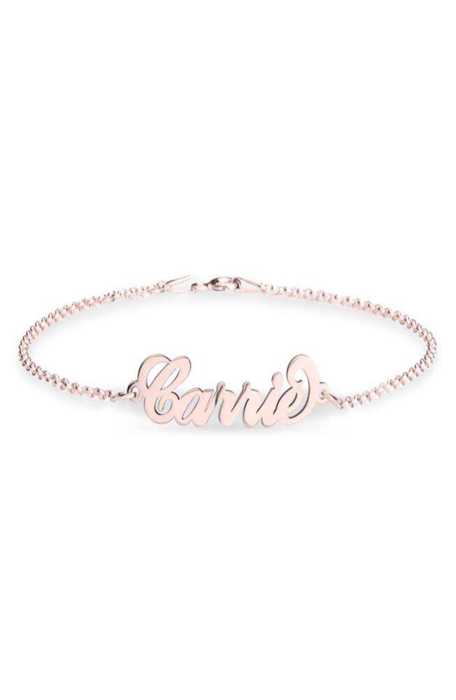 MELANIE MARIE Personalized Nameplate Bracelet in Rose Gold Plated Cover