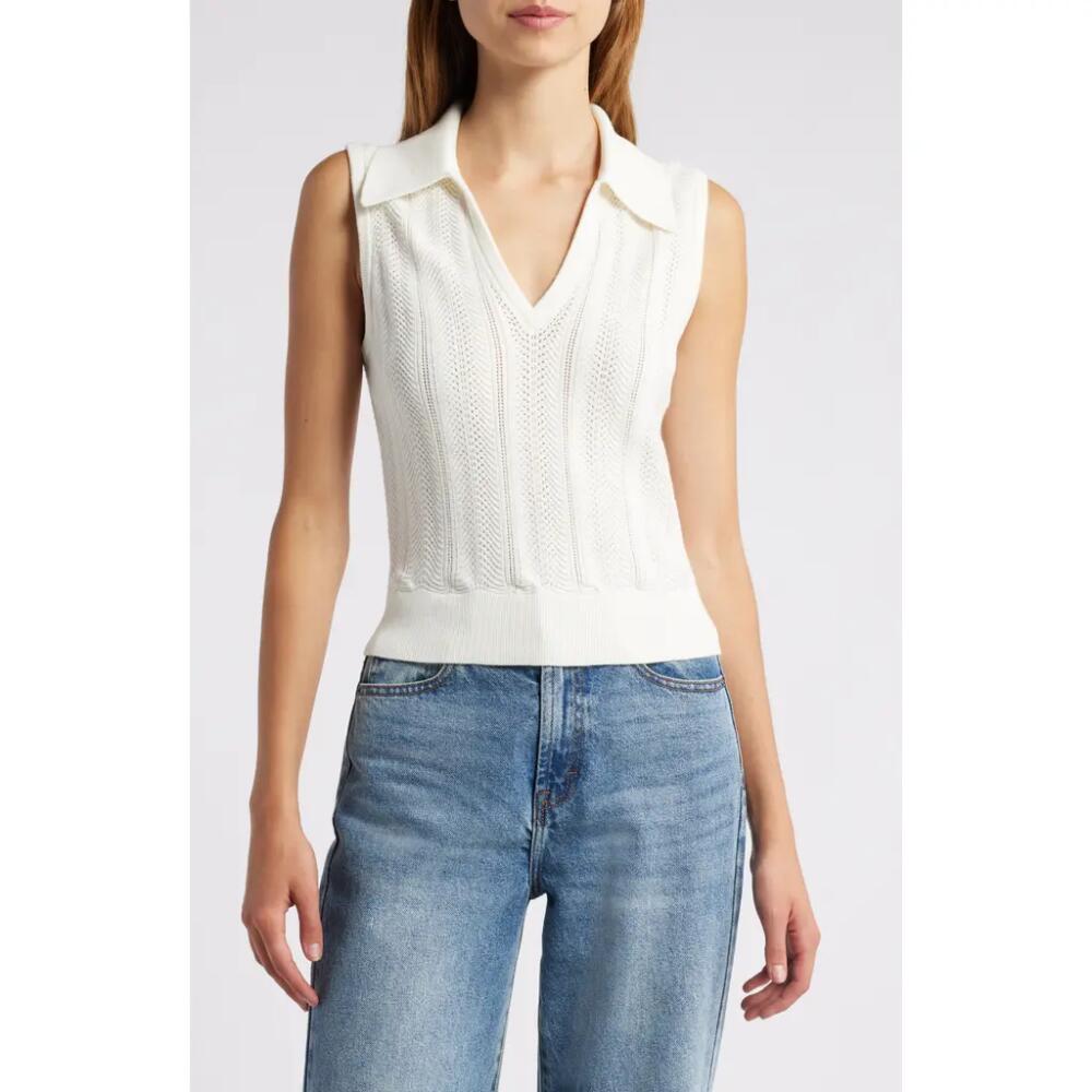 PAIGE Rossana Sleeveless Pointelle Polo Sweater in Ivory Cover