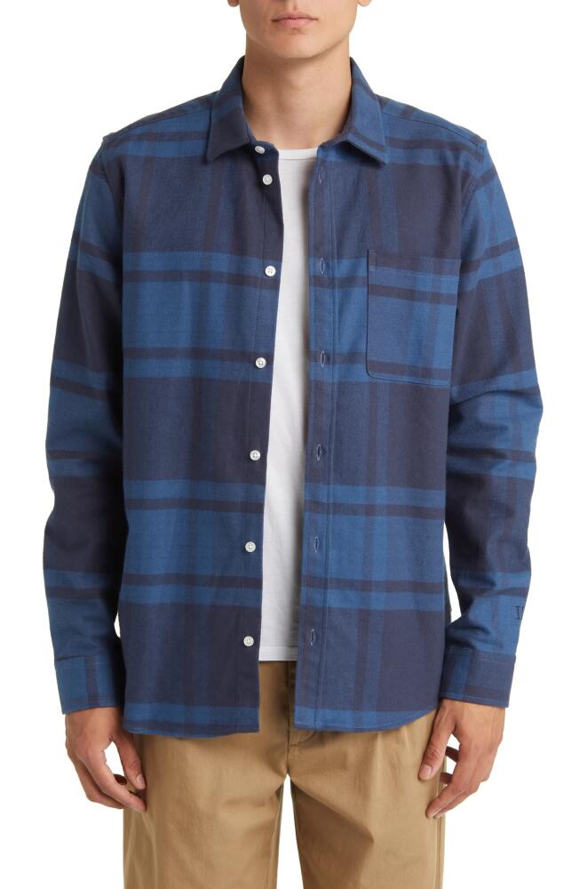 Les Deux Jeremy Flannel Button-Up Shirt in Dark Navy/Midnight Blue Cover