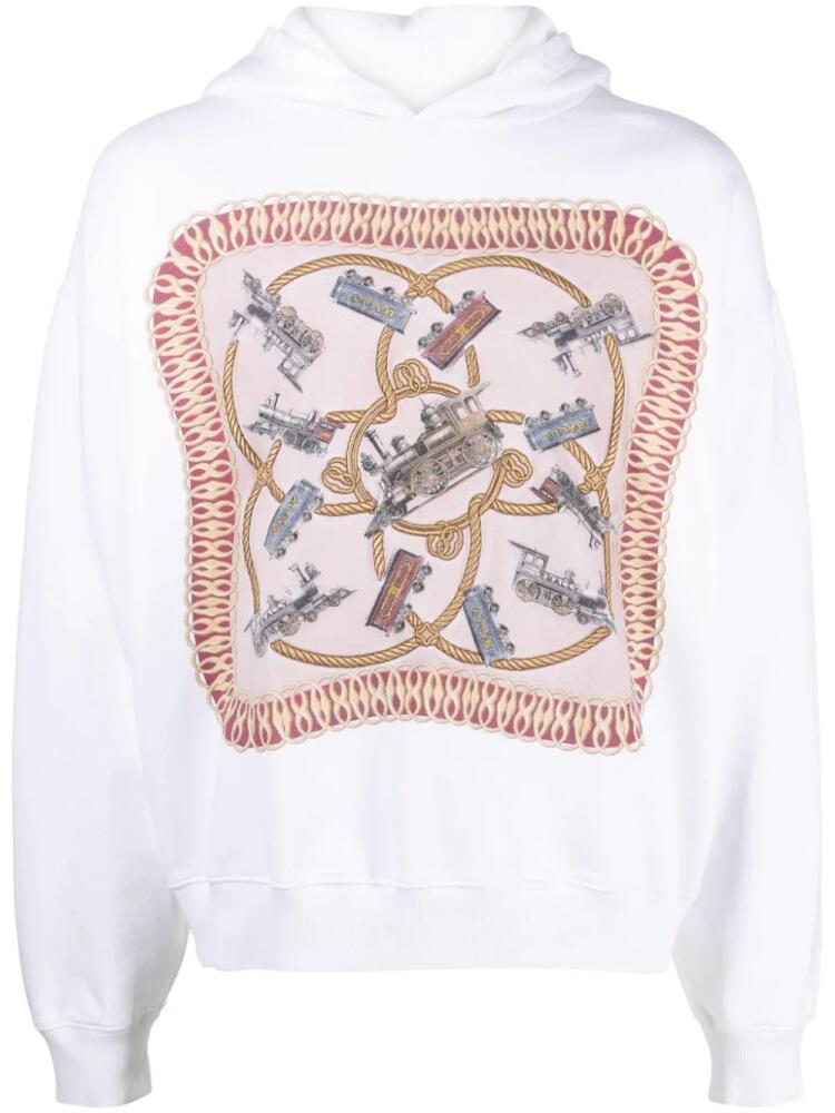 Bally graphic-print organic cotton hoodie - White Cover