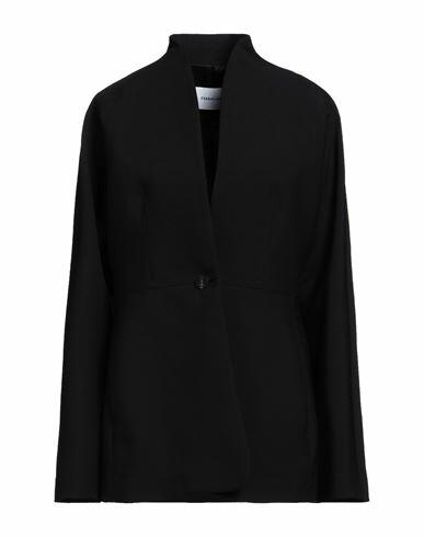 Ferragamo Woman Coat Black Virgin Wool Cover