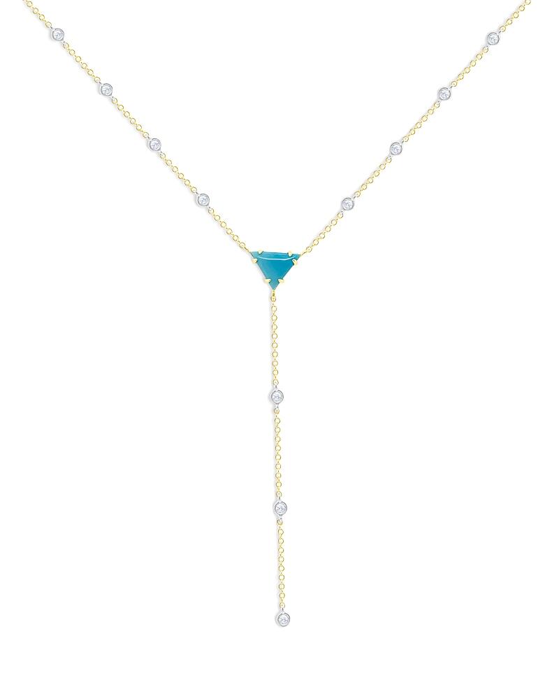 Meira T 14K Yellow & White Gold Turquoise & Diamond Lariat Necklace, 16-18 Cover