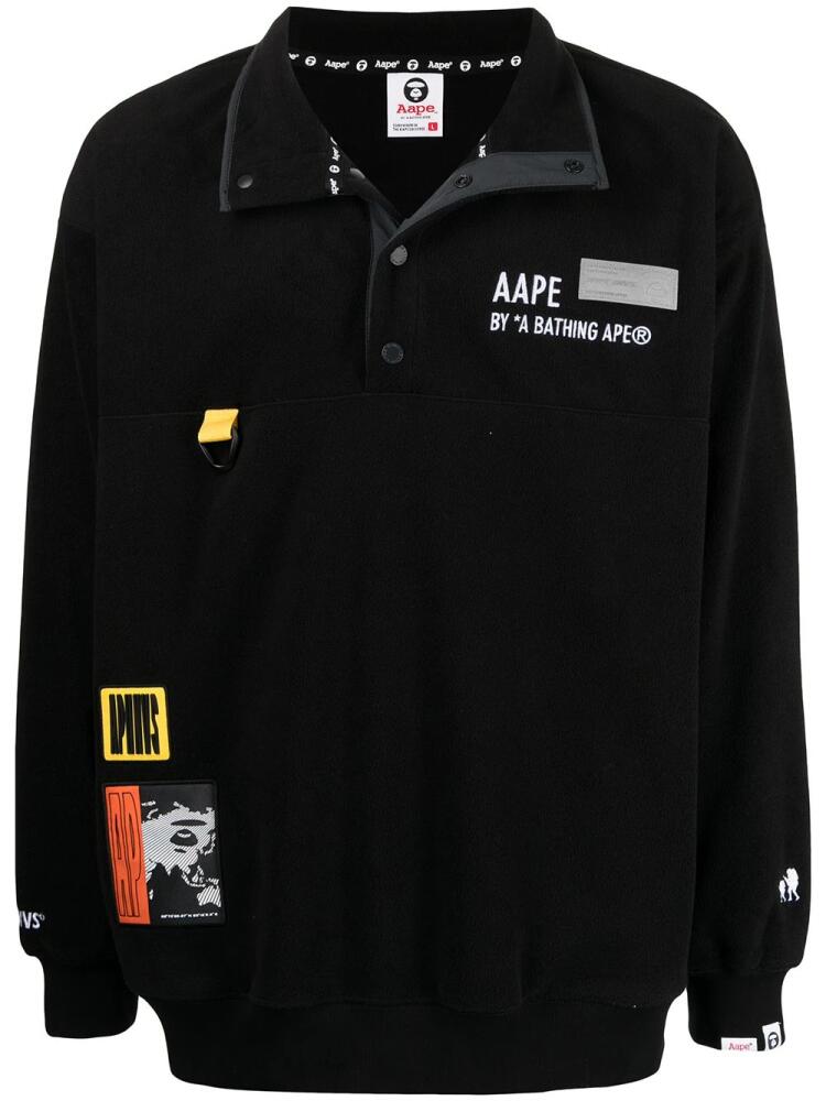 AAPE BY *A BATHING APE® multiple patches fleece sweatshirt - Black Cover