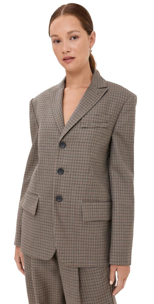 Tibi Thomas Menswear Check Dennis Cutout Blazer Tan Multi Cover