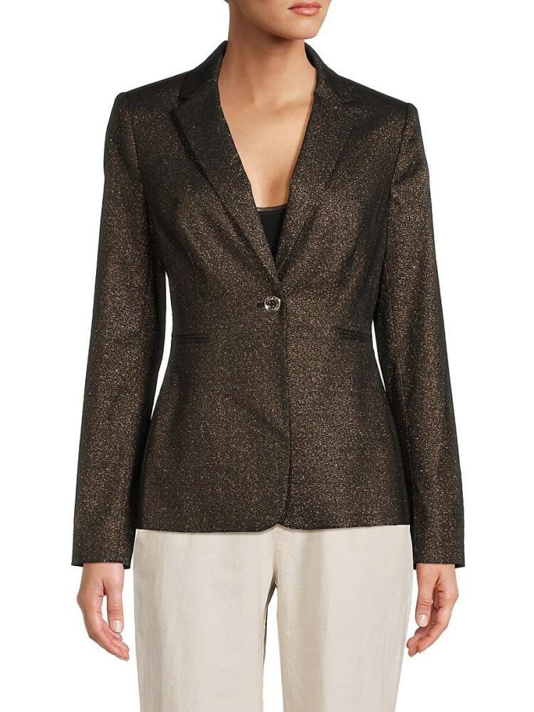 Tommy Hilfiger Women's Metallic Single Breasted Jacket - Black Bronze Cover