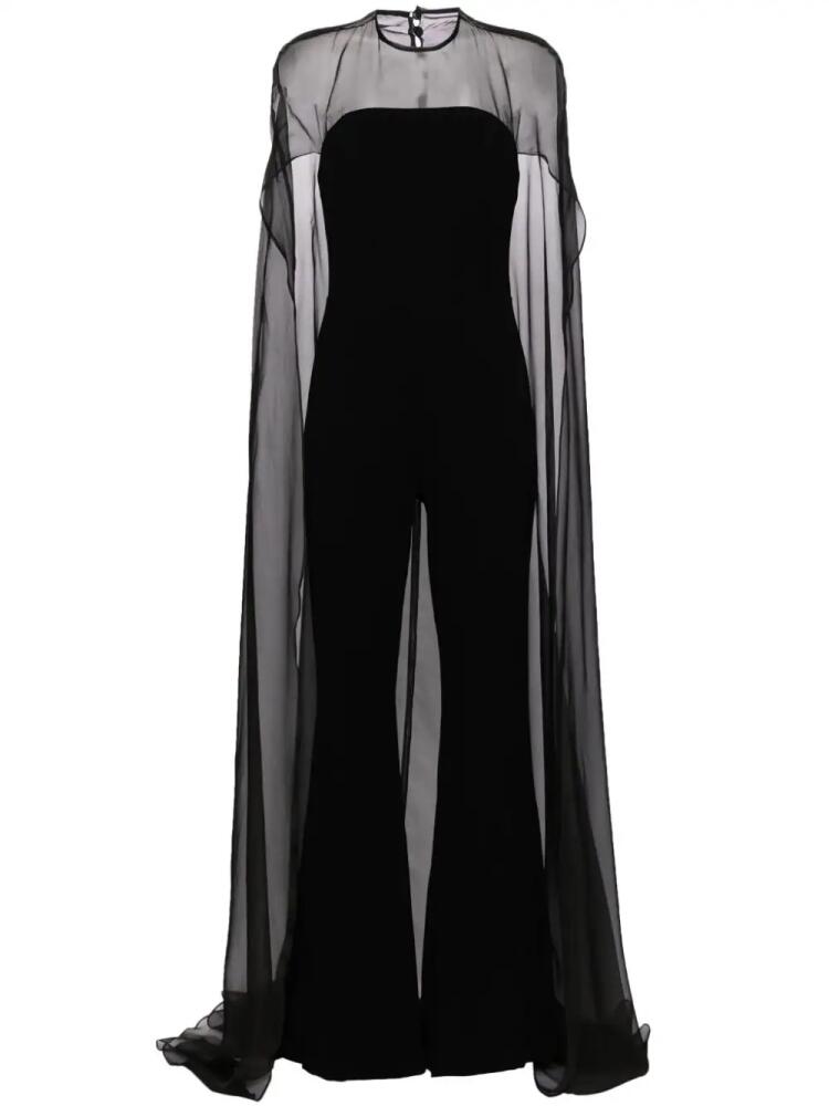 Isabel Sanchis cape-overlay train jumpsuit - Black Cover