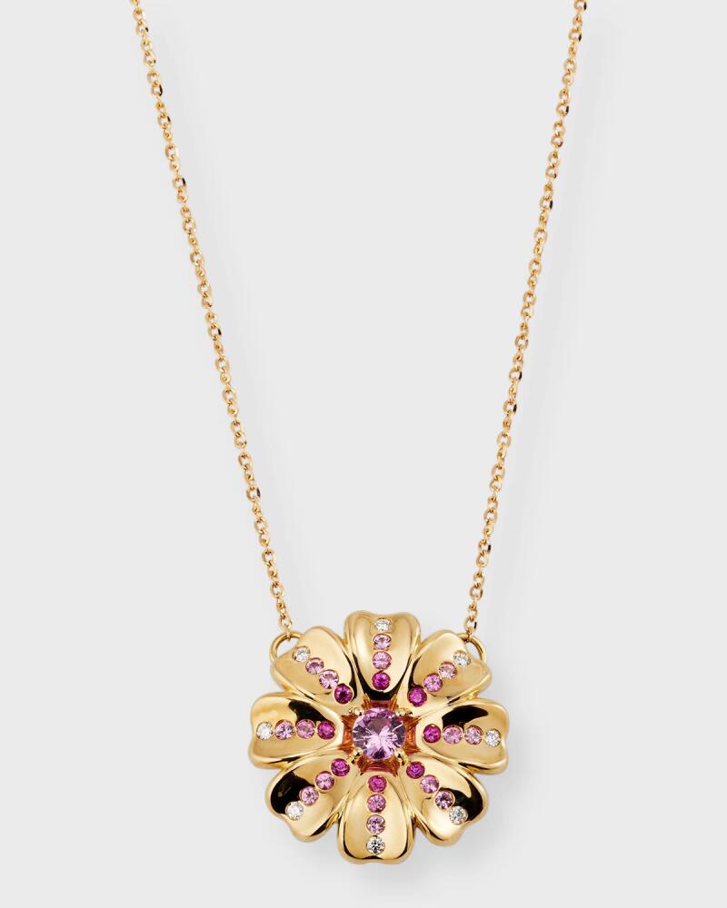 Stevie Wren Diamond and Pink Sapphire Flower Pendant Necklace Cover