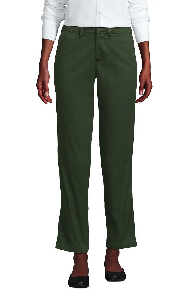 Lands' End Mid Rise Classic Straight Leg Chino Ankle Pants in Estate Green Cover