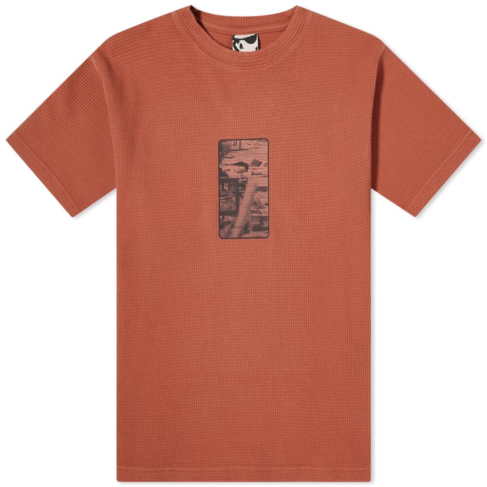 GR10K Men's Heavy Waffle T-Shirt in Upupa Red Cover