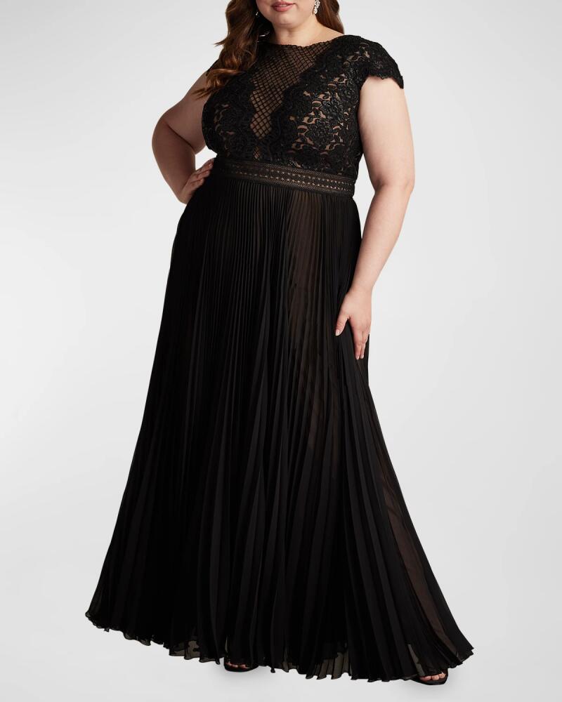 Tadashi Shoji Plus Size Sequin Lace & Pleated Chiffon Gown Cover