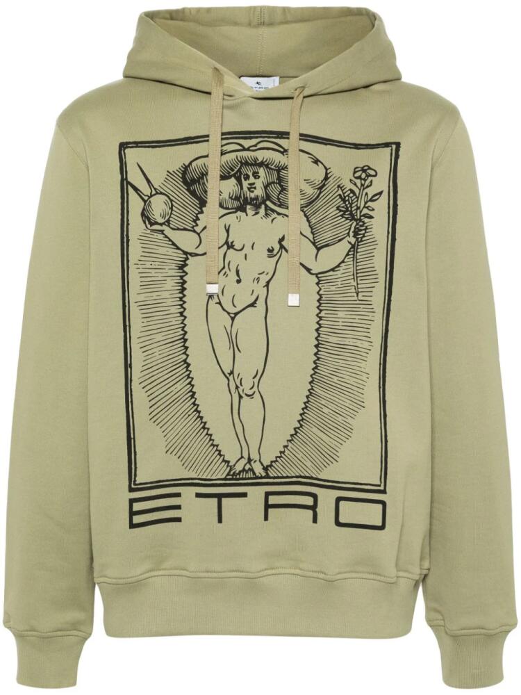 ETRO logo-print cotton hoodie - Green Cover