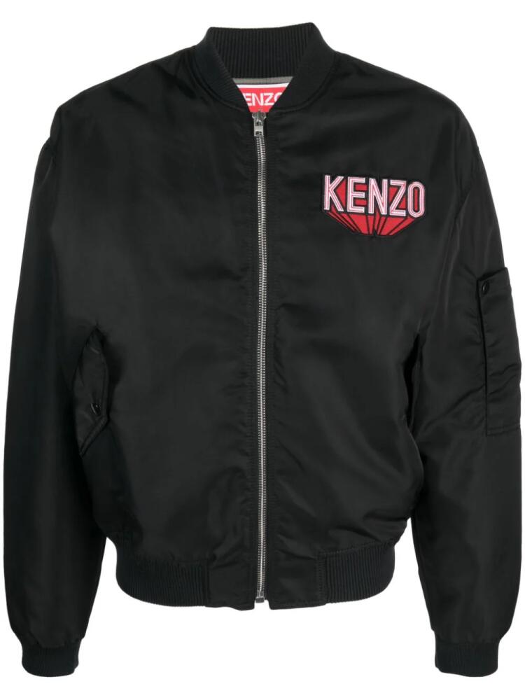 Kenzo logo-patch cotton bomber jacket - Black Cover