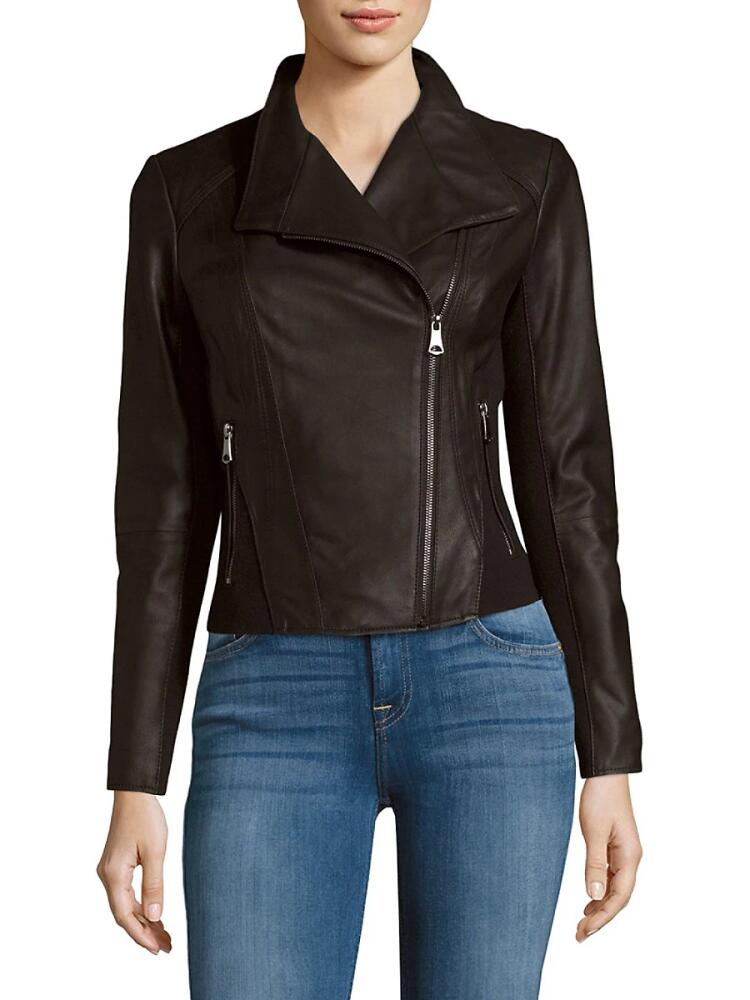 Marc New York Andrew Marc Women's Felix Leather Moto Jacket - Black Cover