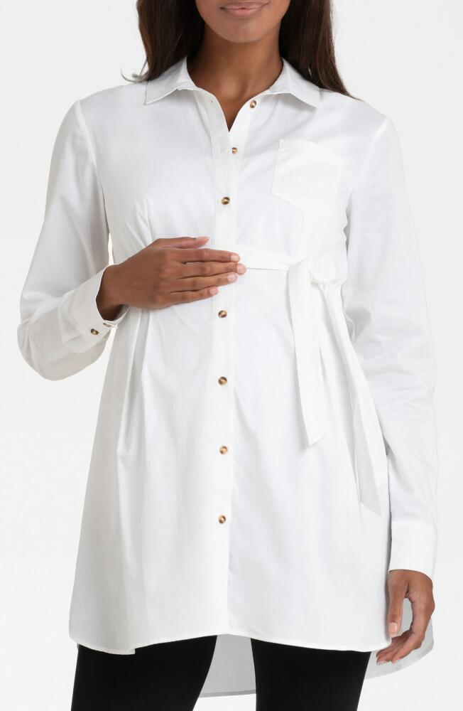 Seraphine Maternity Button-Up Tunic Shirt in White Cover