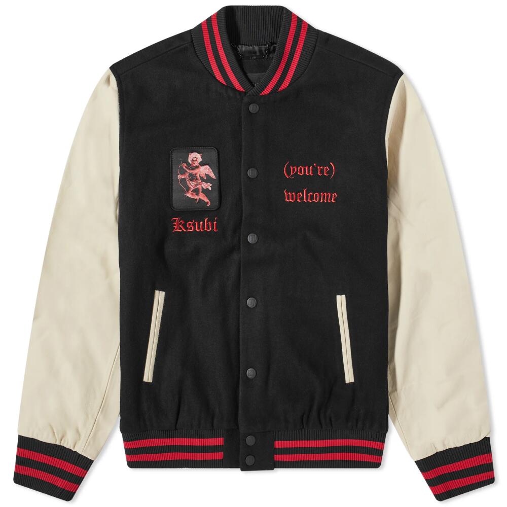 Ksubi Men's Icons Letterman Varsity Jacket in Black Cover