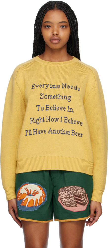 Bode Yellow 'I'll Have Another Beer' Sweater Cover