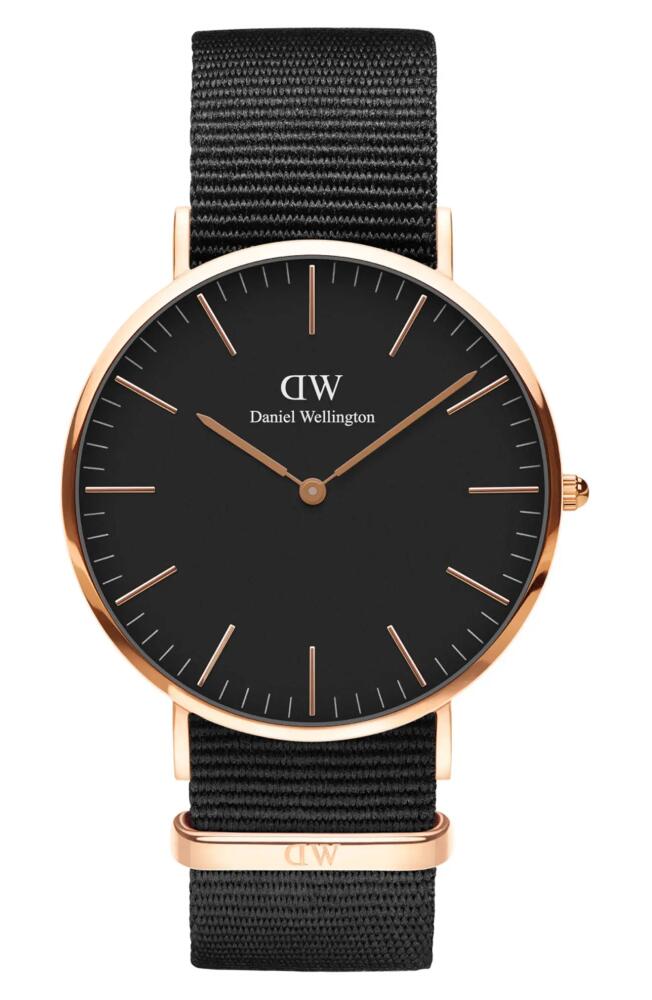 Daniel Wellington Classic Cornwall Fabric Strap Watch, 40mm in Black Cover