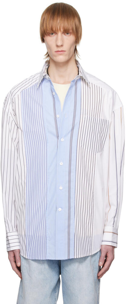 Feng Chen Wang Blue Multi Striped Shirt Cover