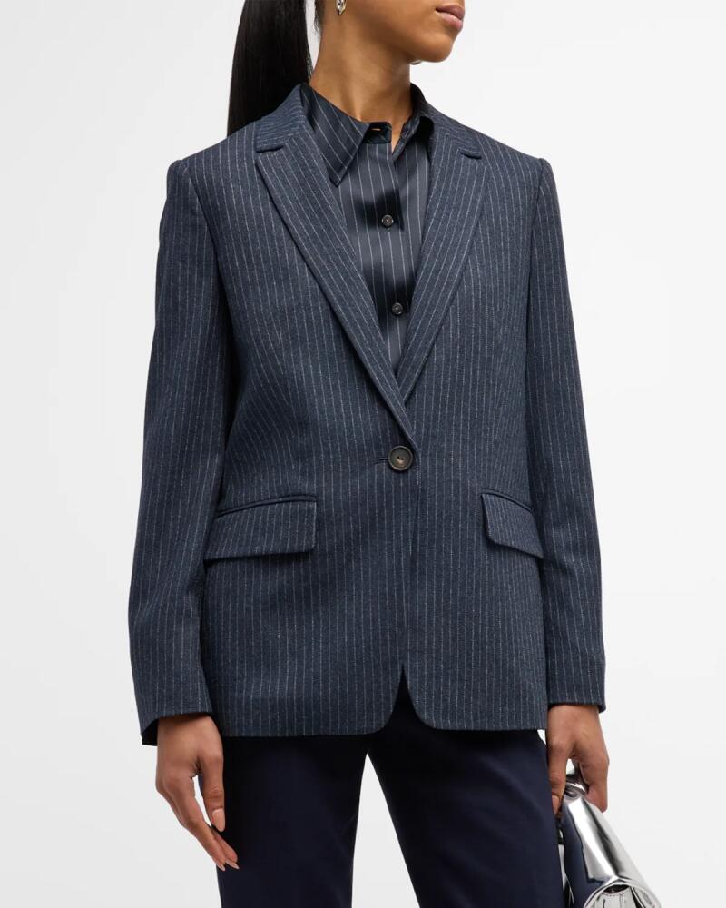 Vince Pinstripe Wool-Blend Flannel Blazer Cover