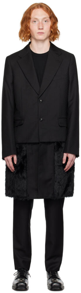 Comme des Garçons Homme Plus Black Layered Faux-Fur Coat Cover