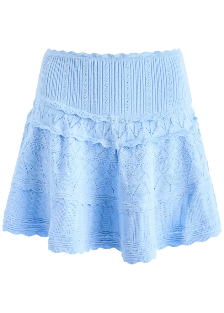 Loveshackfancy Colella Pointelle-knit Mini Skirt - Light Blue Cover