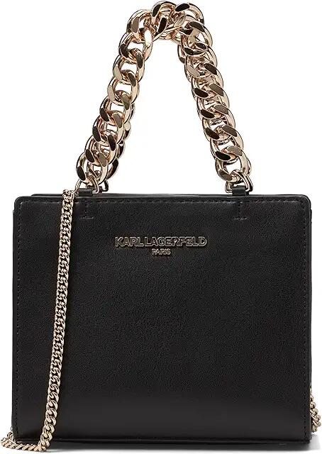 Karl Lagerfeld Paris Ikons Mini Satchel (Black/Antique Gold) Cross Body Handbags Cover