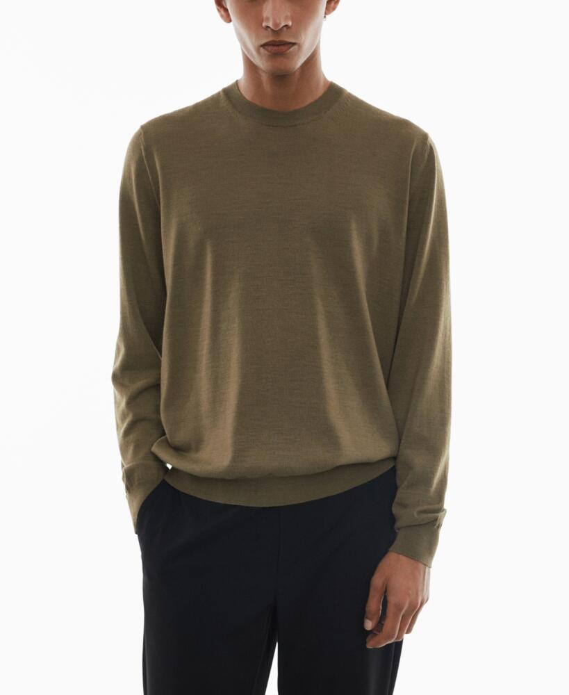 Mango Men's Merino Wool Washable Sweater - Green Cover