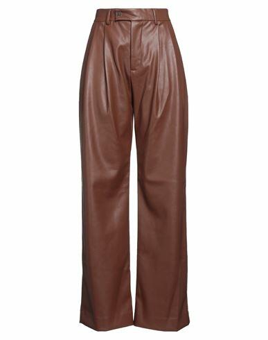 Amiri Woman Pants Brown Polyester, Polyurethane Cover