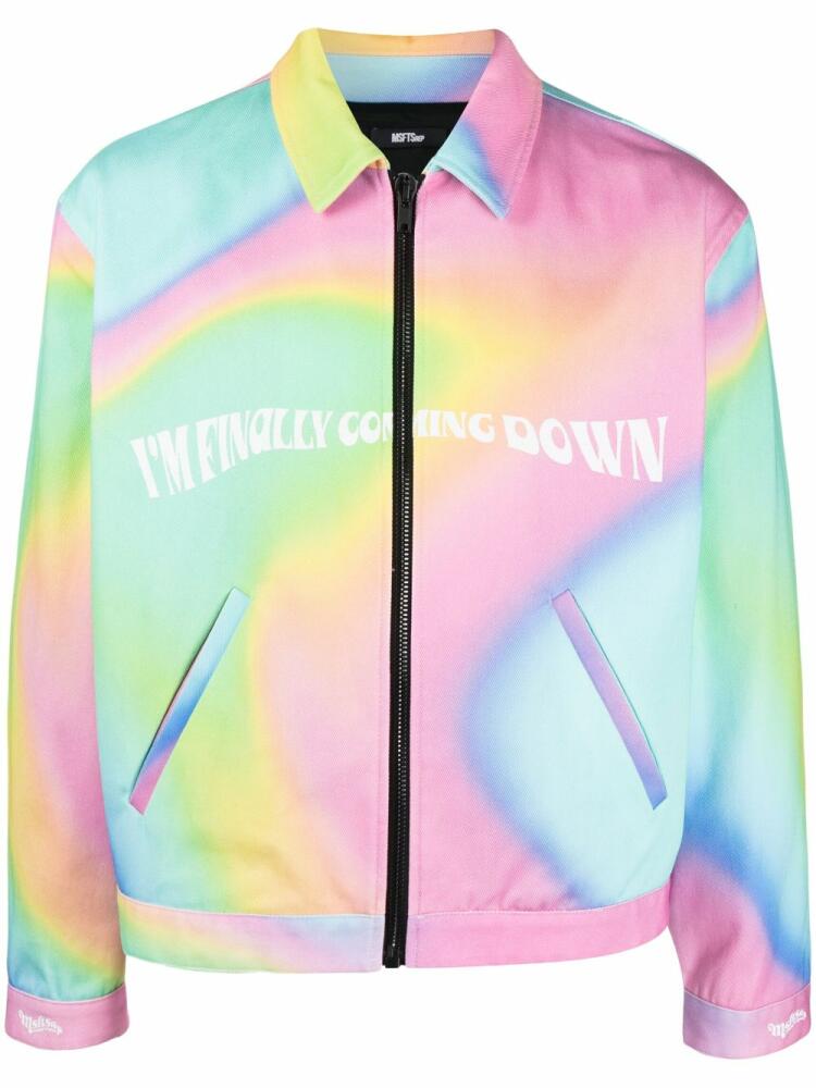 MSFTSrep Trippy Summer slogan-print jacket - Pink Cover