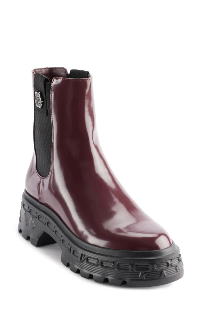 KARL LAGERFELD PARIS Londyn Lug Sole Chelsea Boot in Wine Cover