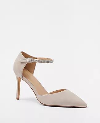 Ann Taylor Crystal Ankle Strap Suede Pumps Cover