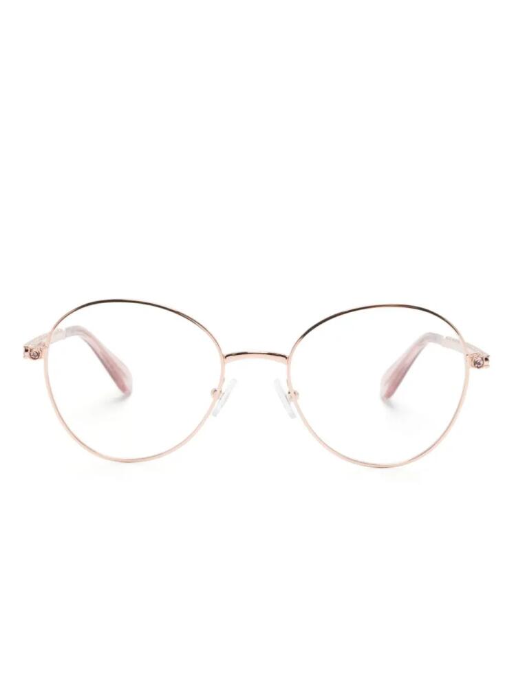 Swarovski crystal-embellished round-frame glasses - Pink Cover