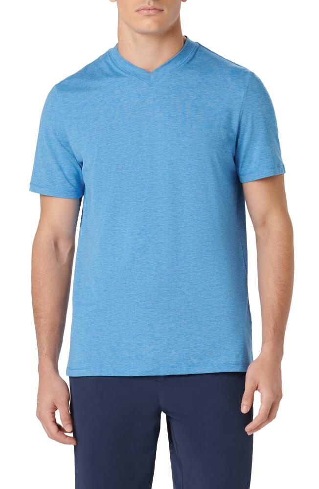 Bugatchi V-Neck Performance T-Shirt in Ocean Cover