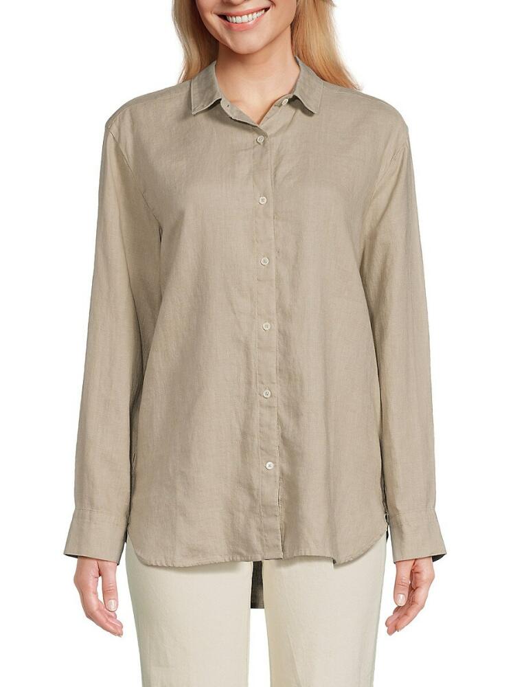 James Perse Women's Linen High Low Shirt - String Cover