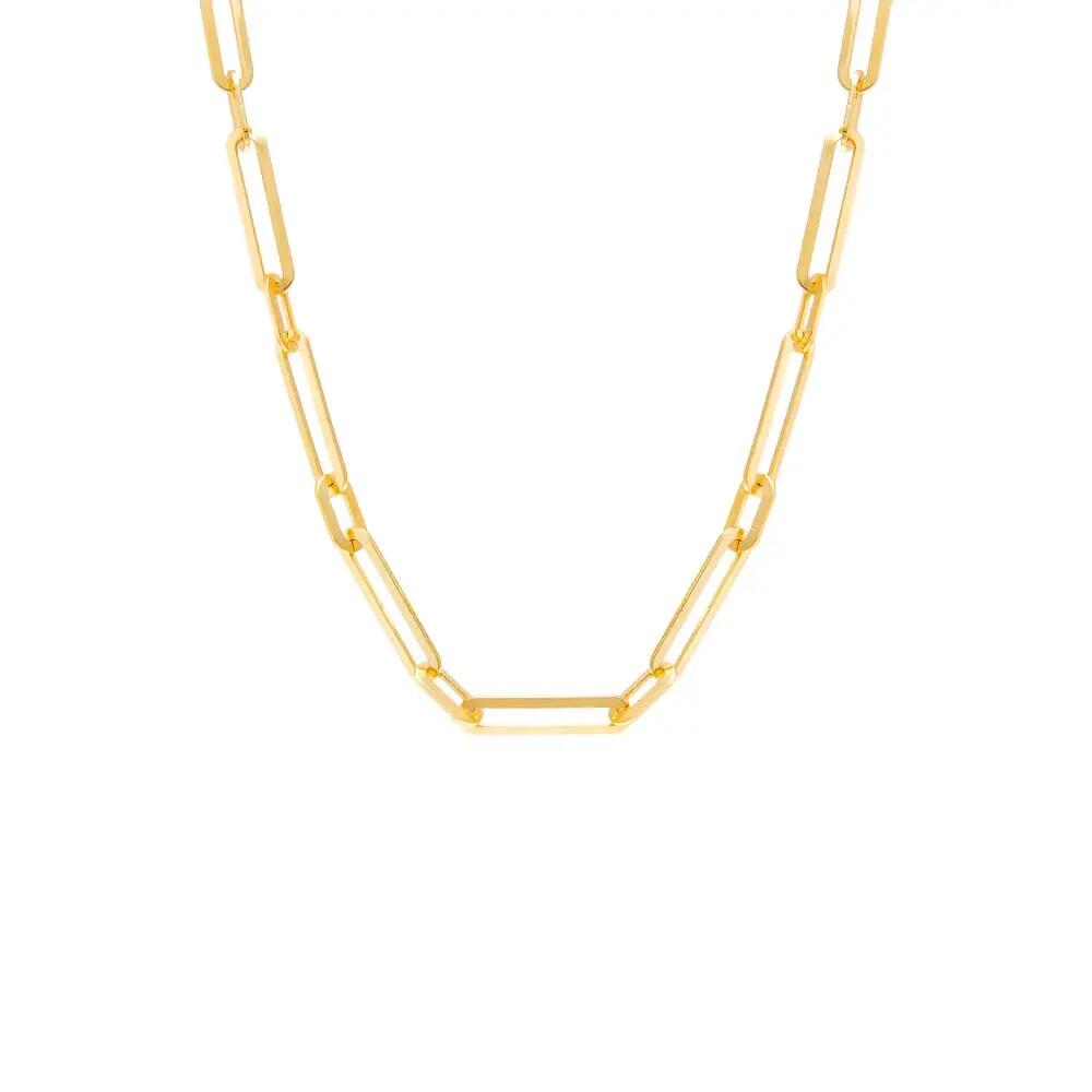 BY ADINA EDEN Wide Elongated Paperclip Chain Necklace in Gold Cover