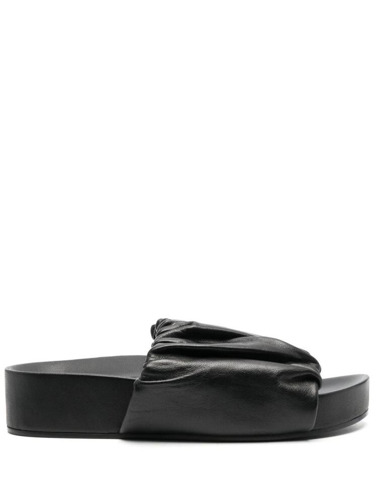 Jil Sander ruched leather slides - Black Cover